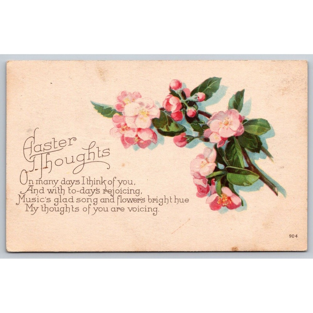 Postcard Easter Thoughts Flowers Posted from Missouri in 1924 Stamp Antique